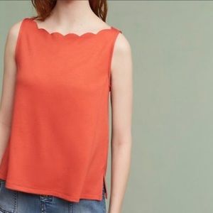 Anthro Eri + Ali l Meg Scalloped Orange Tank, XL